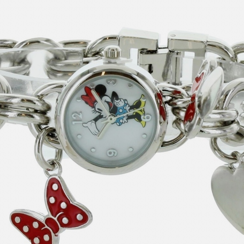 Disney Minnie Mouse Women’s Stainless Steel Charm Bracelet Watch NWT/BOX - Picture 5 of 5
